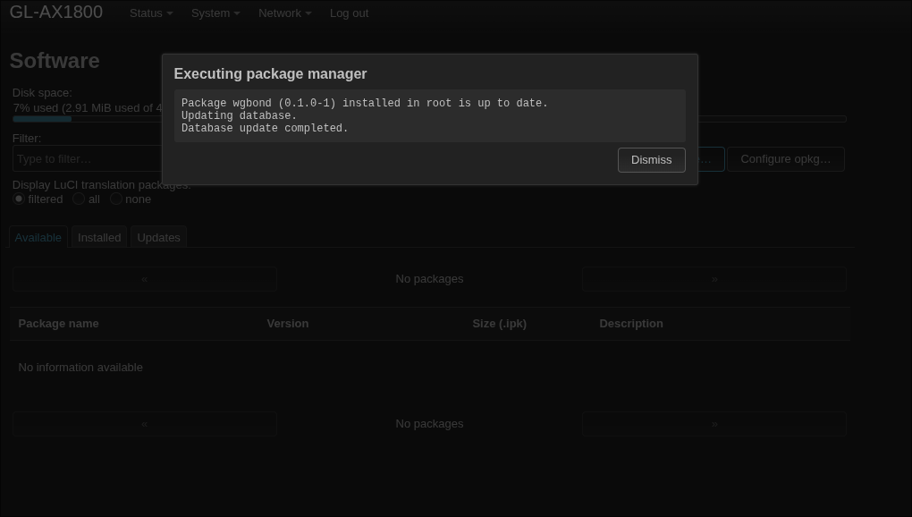 Cudy AX1800 LuCI: package installed confirmation
